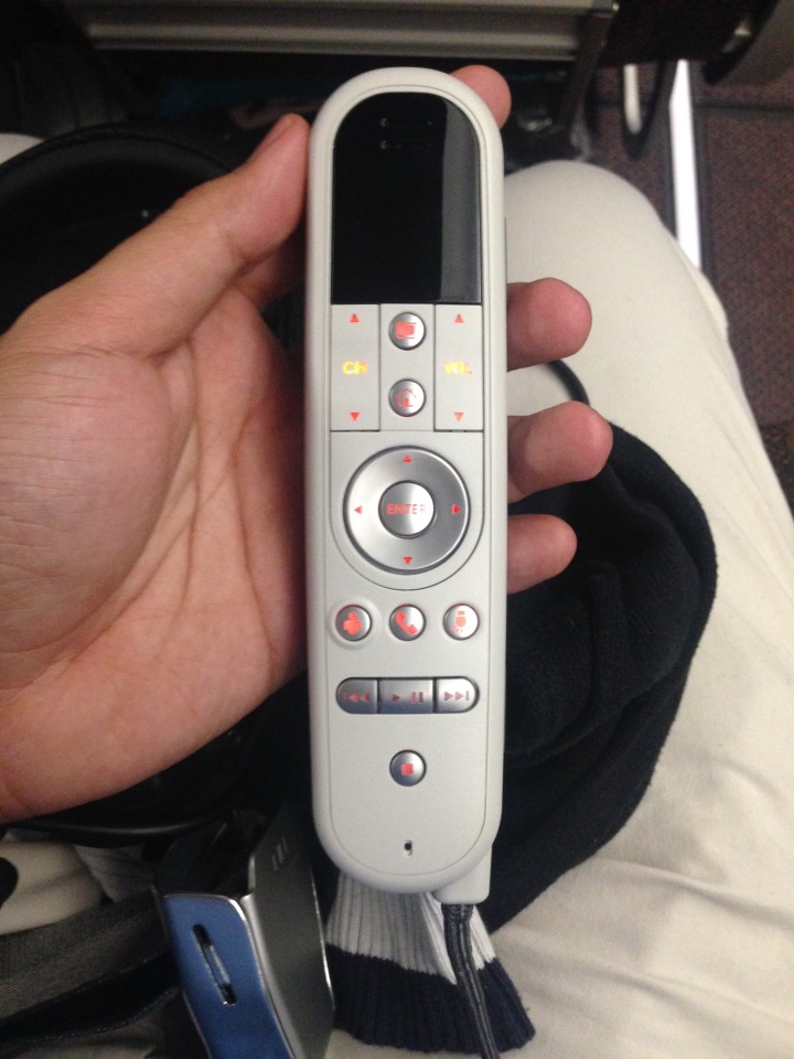 The IFE remote control. Love that it's modern and simple.